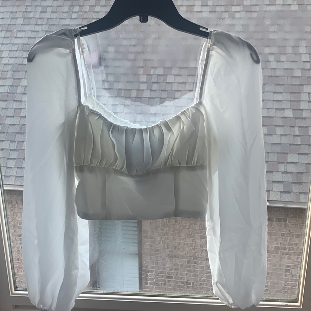 Cropped white princess polly blouse